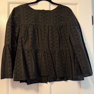 Madewell Black Eyelet Peplum Tunic Top